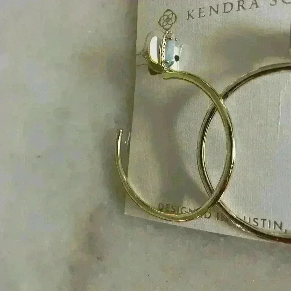 Kendra Scott Emma Magnesite 14K Gold Over Brass Hoop Earrings -‎ Turquoise NWT